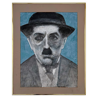 Charlie Chaplin Pencil and Gouache Portrait Painting