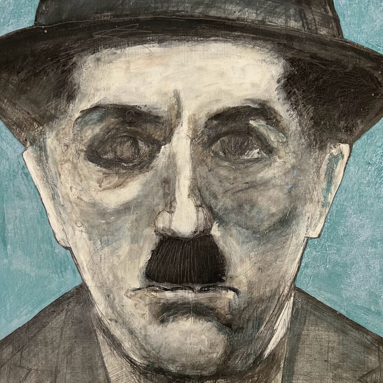 Charlie Chaplin Pencil and Gouache Portrait Painting