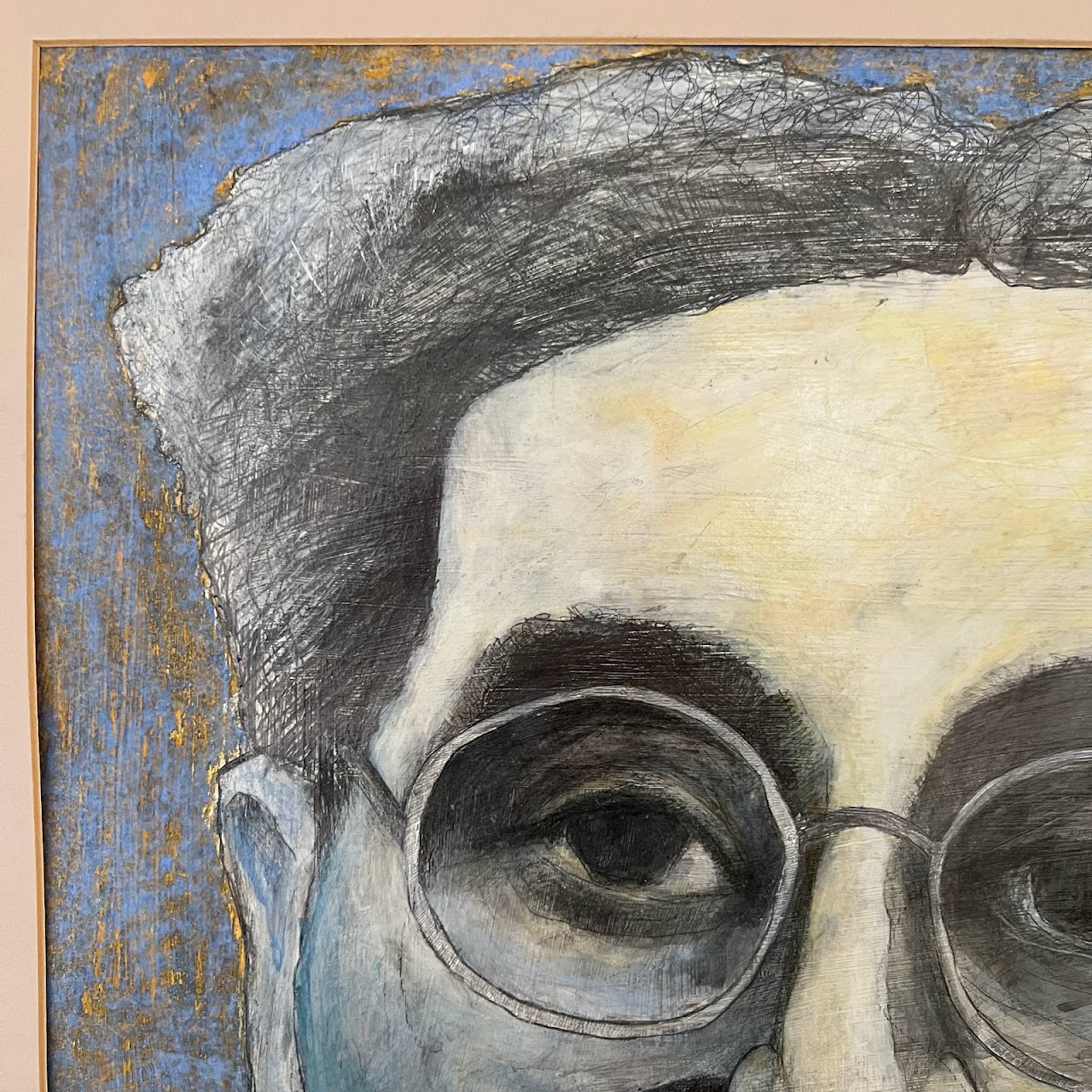 Groucho Marx Pencil and Gouache Portrait Painting