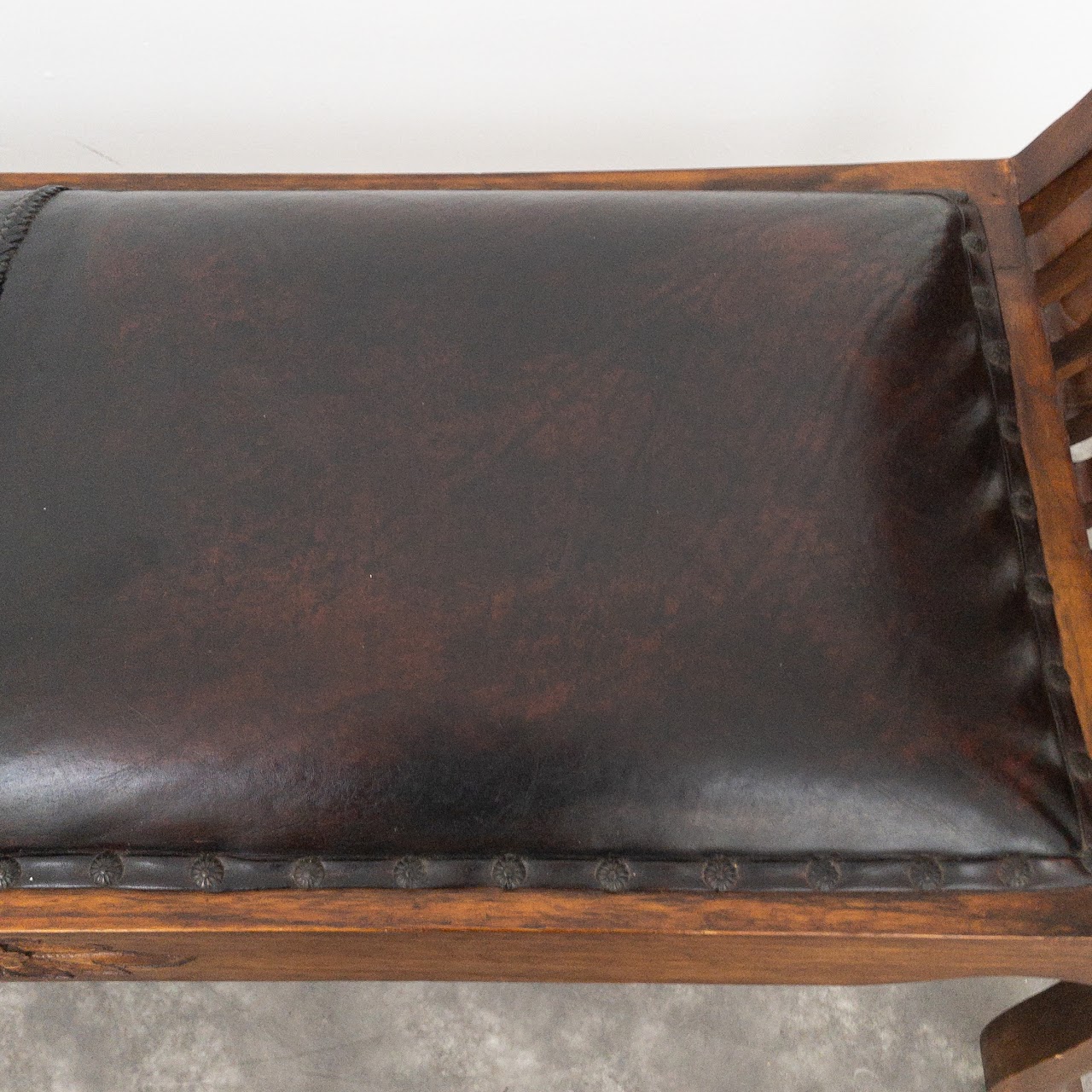 Studded Leather Curule Bench