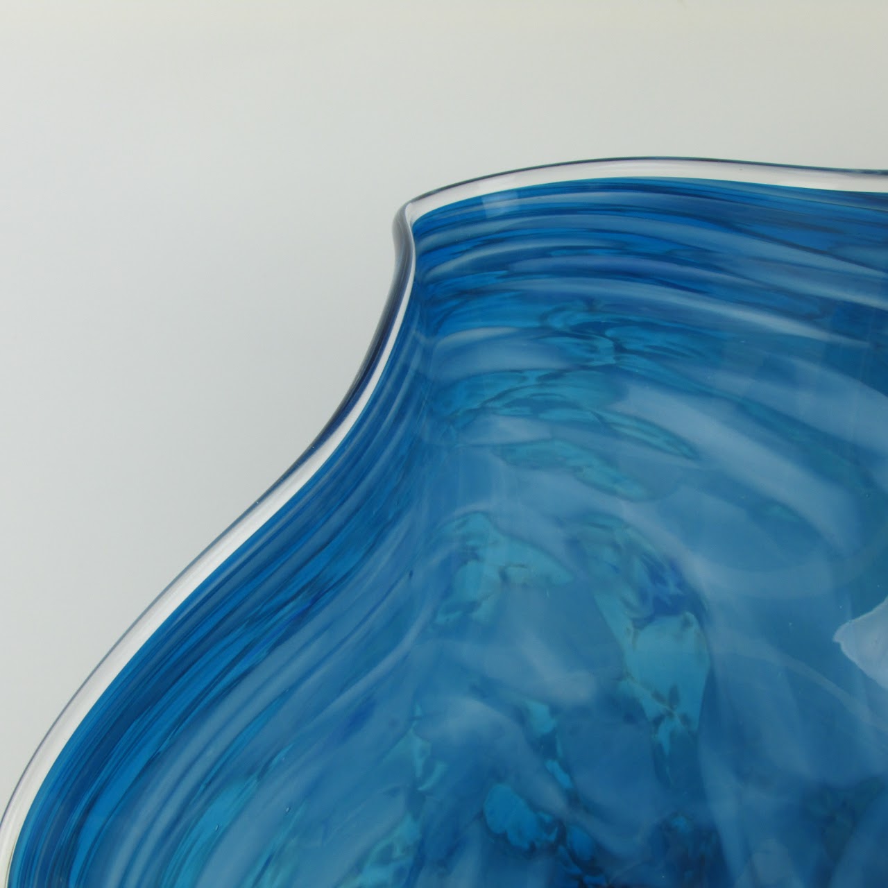 Ruffle Edge Signed Large Art Glass Bowl