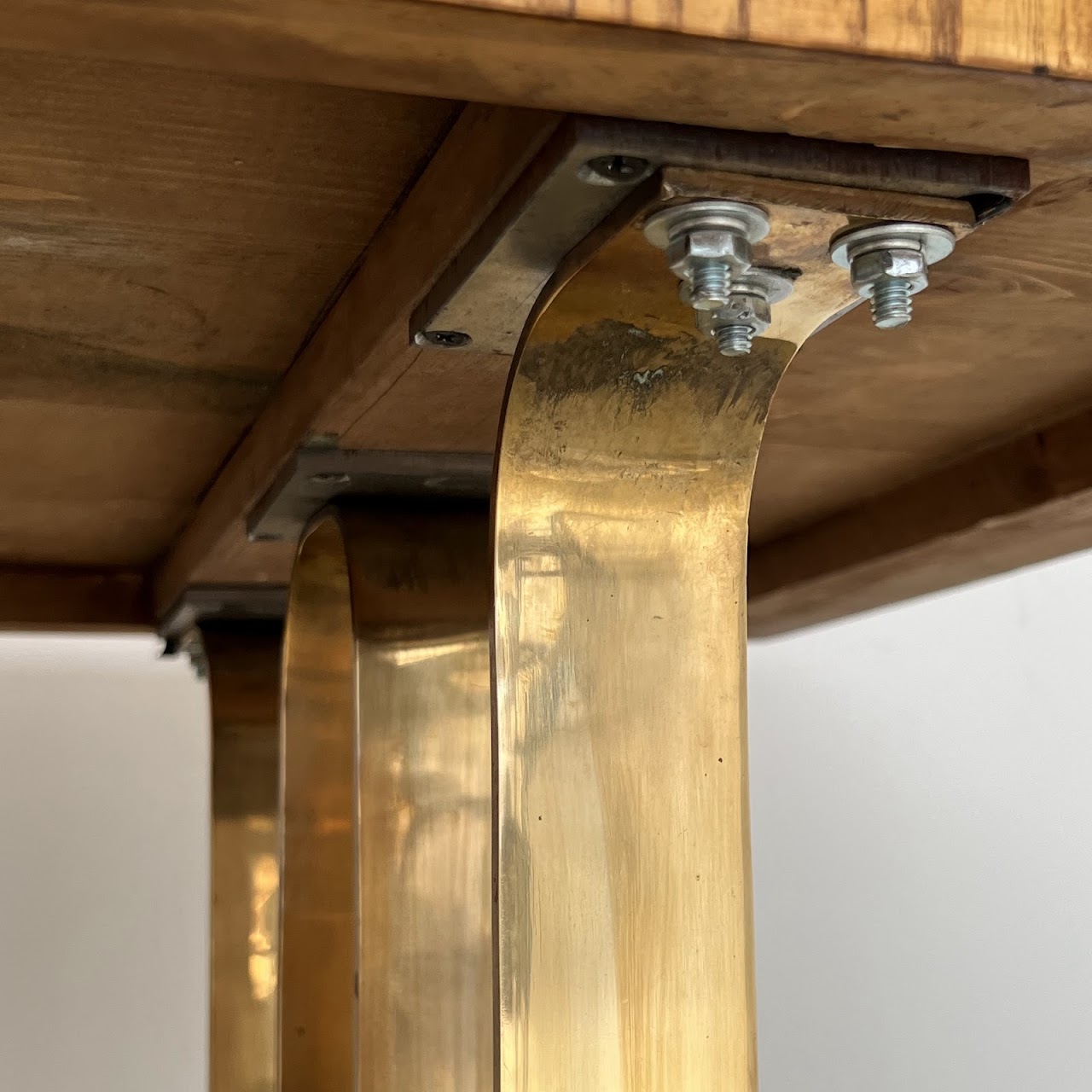 Italian Mid-Century Modern Looped Brass Base Floating Top Desk