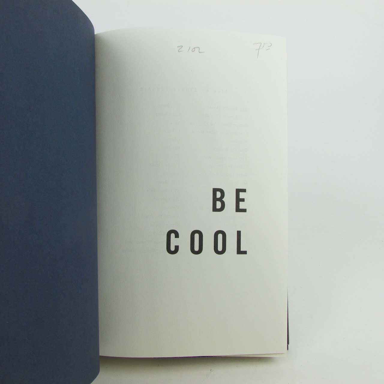 Elmore Leonard SIGNED 'Be Cool' Book