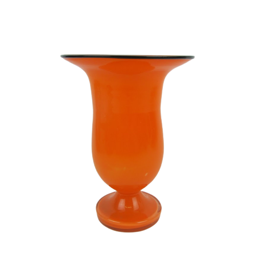 Czech Bohemian Orange Blown Glass Vase