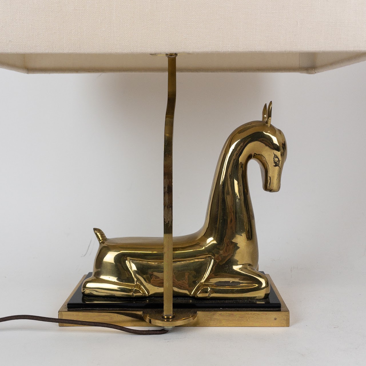 Franz Hagenauer Style Cast Brass Doe Lamp Pair