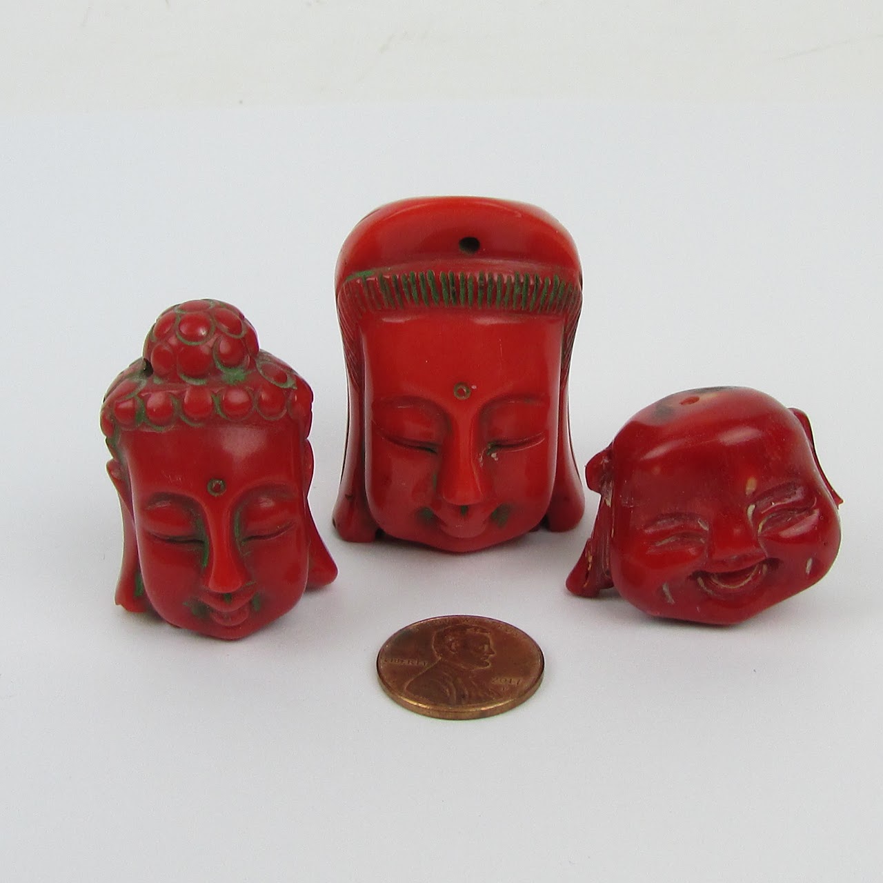 Red Coral Buddha Trio