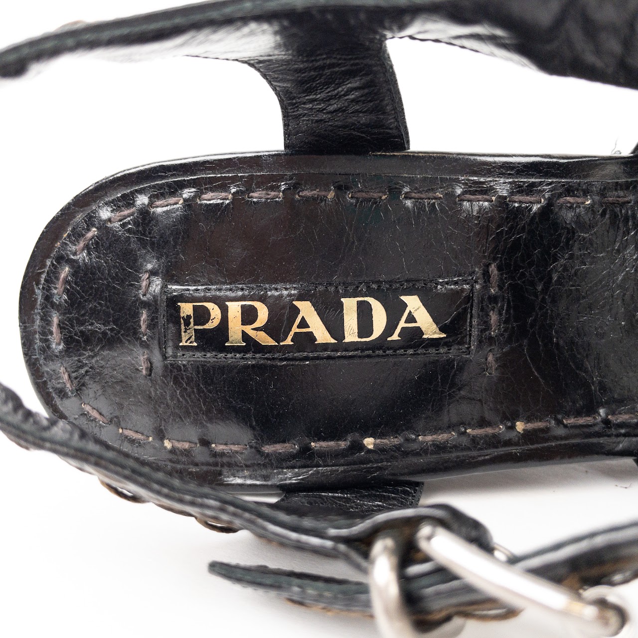 Prada Wood Platform Sandals