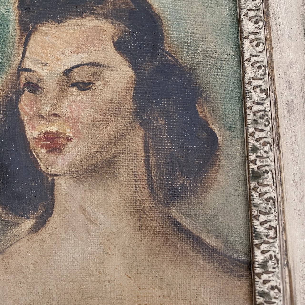 Charles Cagle 1940s Signed Oil Portrait Painting