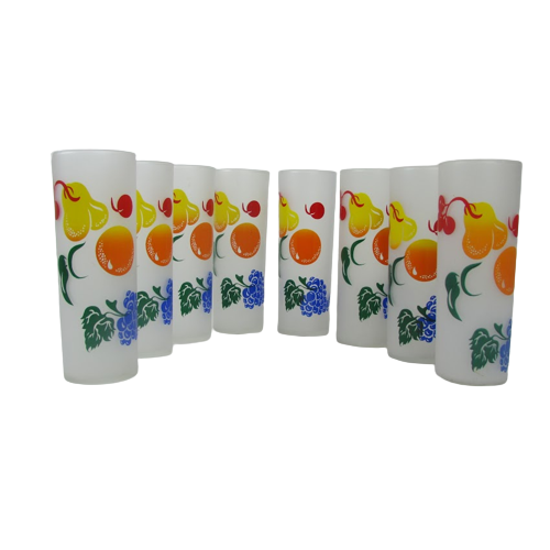 Federal Glass Mid-Century Fruit Highball Set