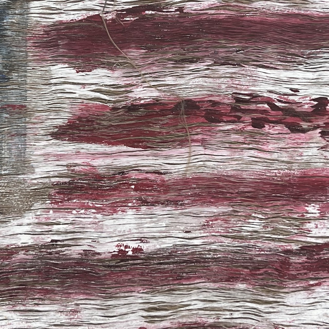 American Flag Signed Oil and Textile Painting