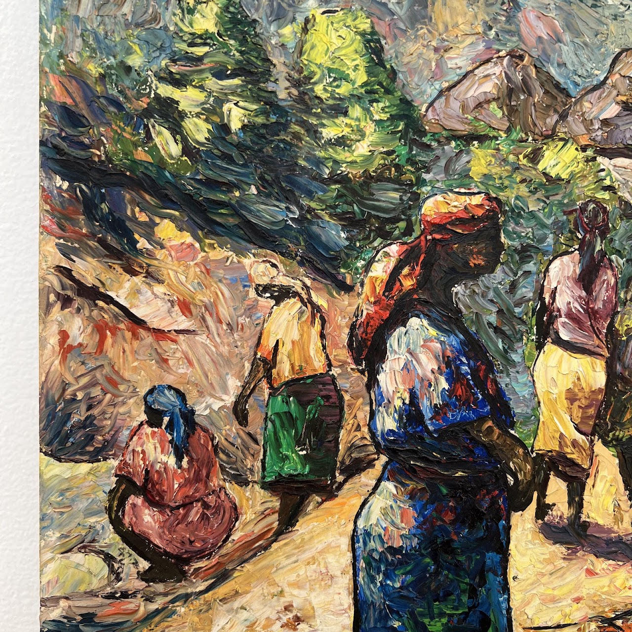 Ernst Louizar Haitian Village Scene Signed Oil Painting