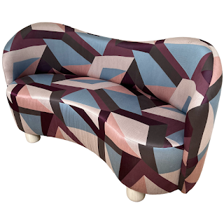 Contemporary Geometric Upholstered Curved Sofa