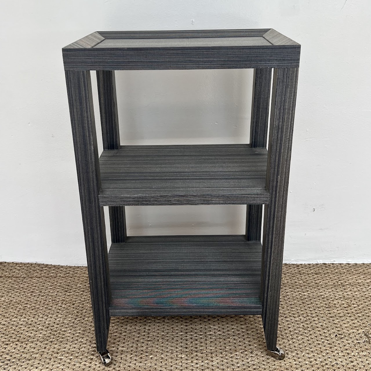 Villa & House Three-Tier Grasscloth Accent Table