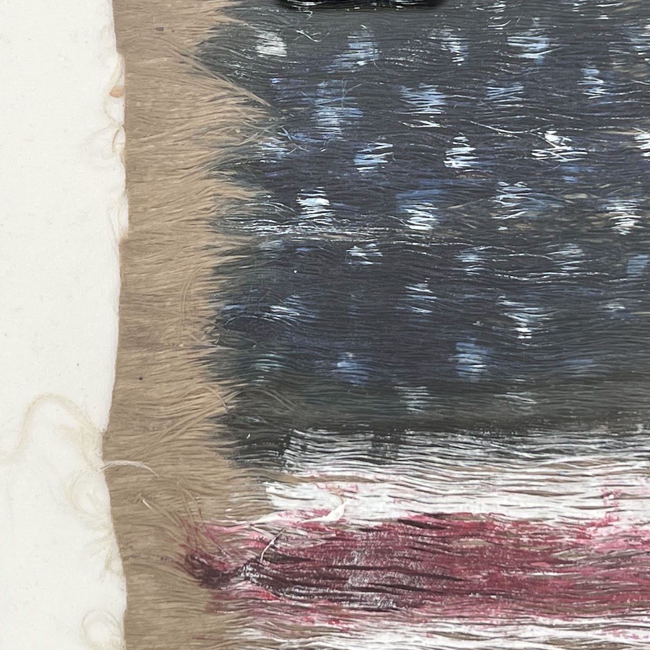 American Flag Signed Oil and Textile Painting