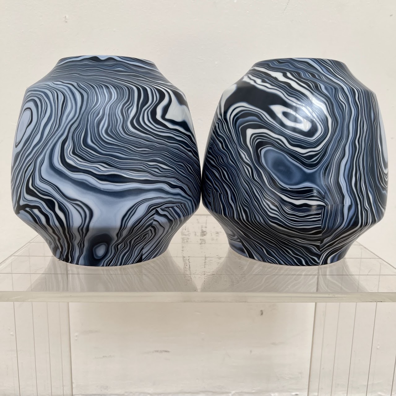 Villa & House Sharri Caspian Marbled Ceramic  Vase Trio