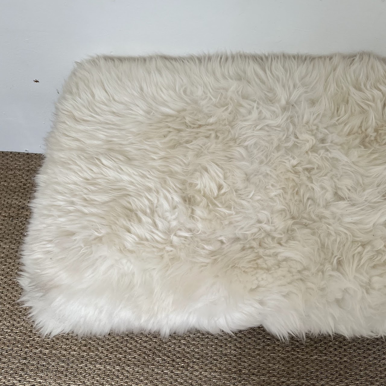 Mongolian Sheepskin Upholstered Lucite Leg Bench