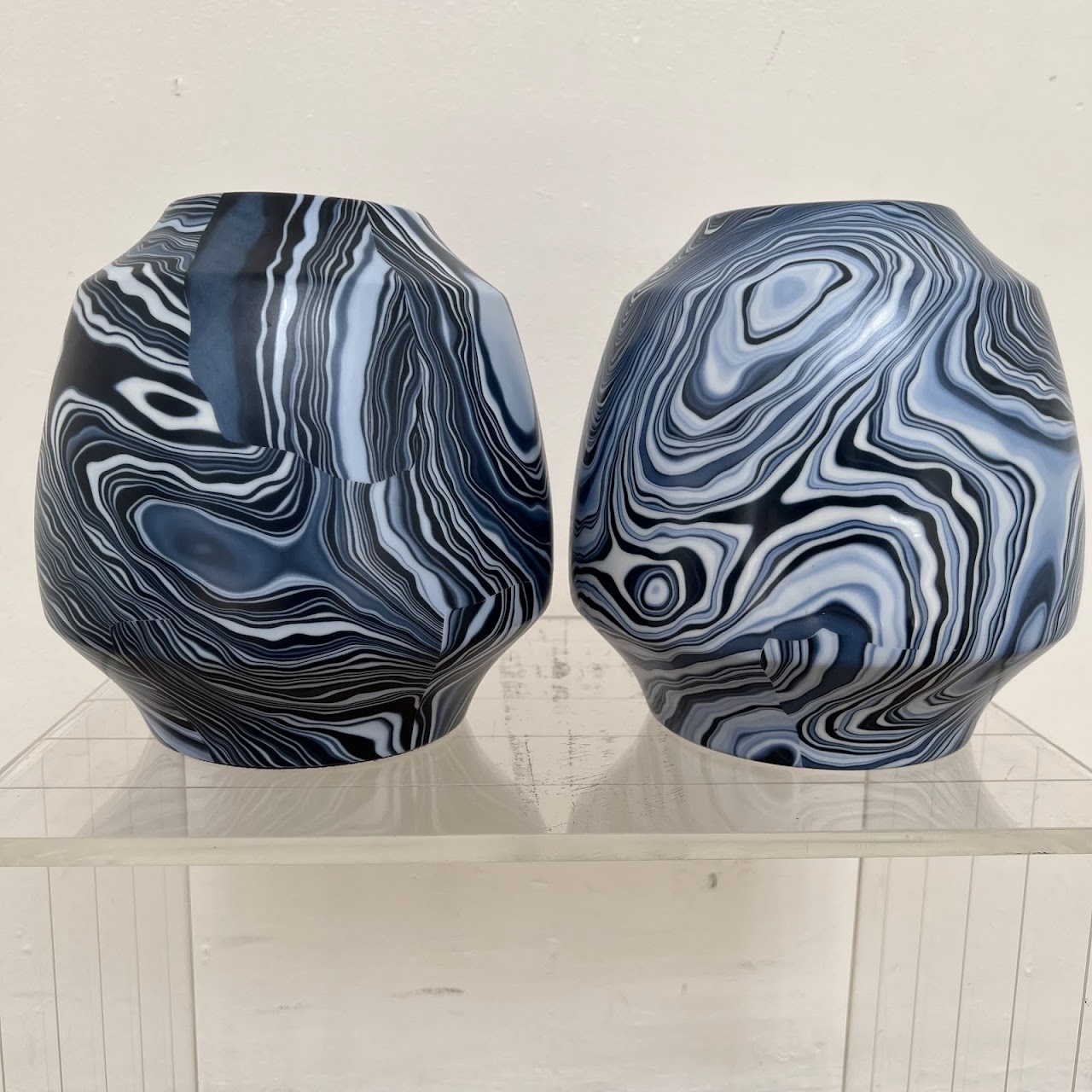 Villa & House Sharri Caspian Marbled Ceramic  Vase Trio