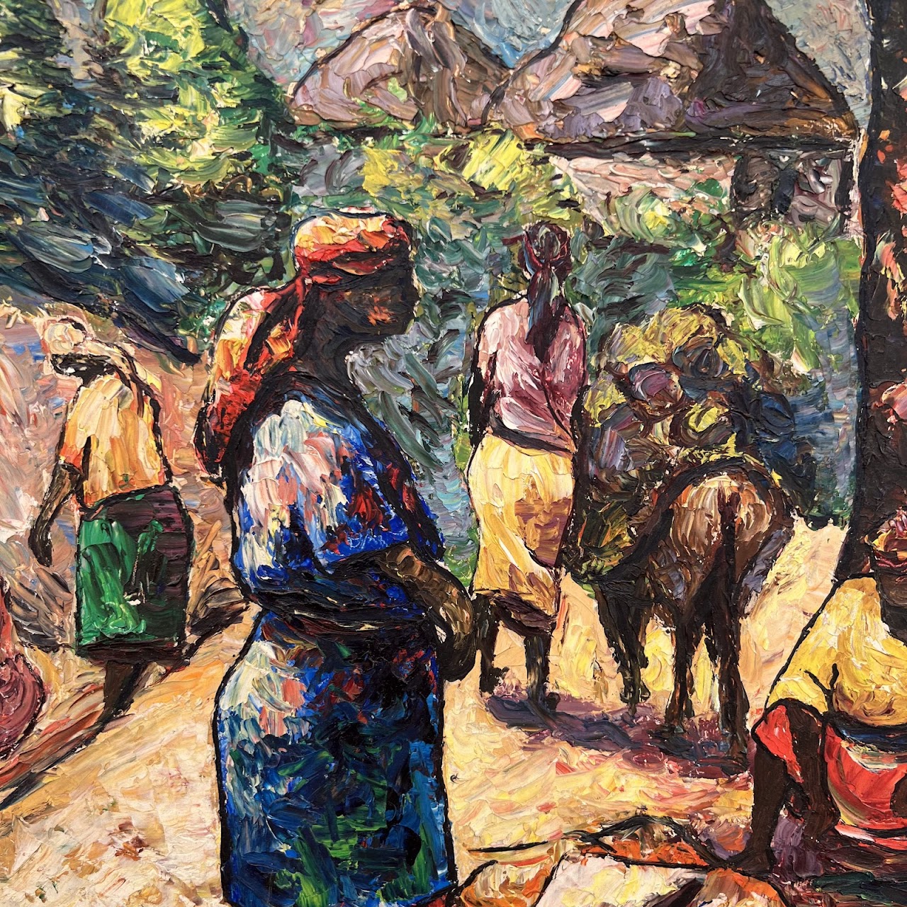 Ernst Louizar Haitian Village Scene Signed Oil Painting