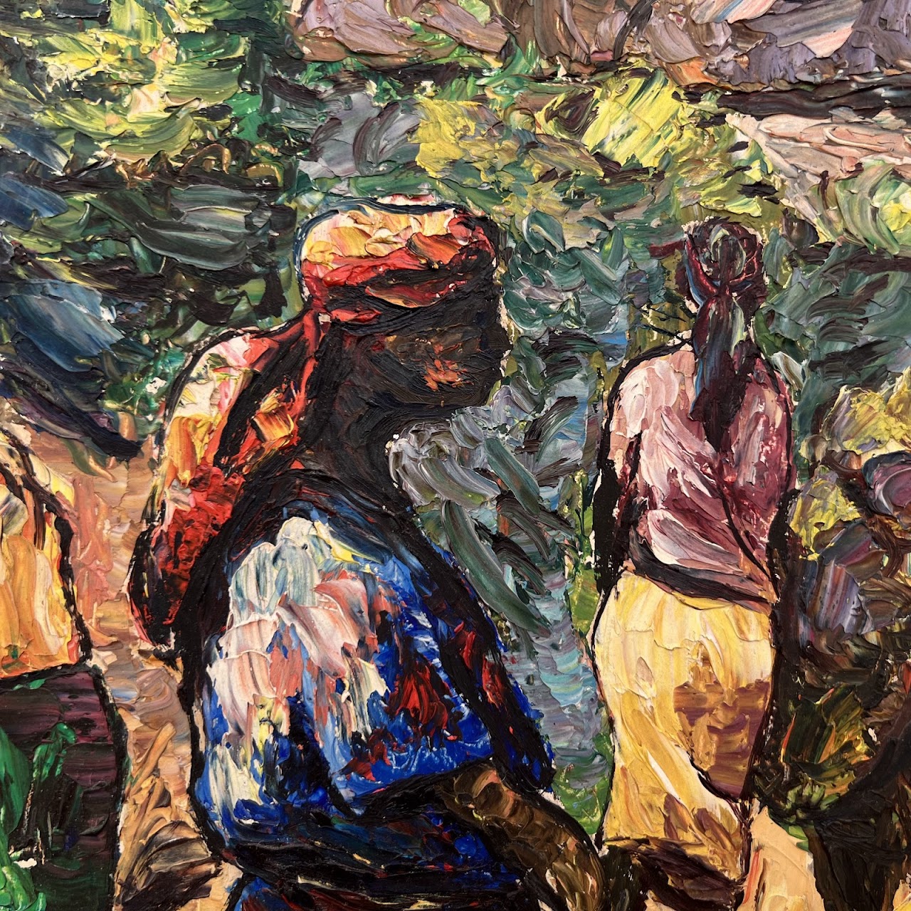 Ernst Louizar Haitian Village Scene Signed Oil Painting