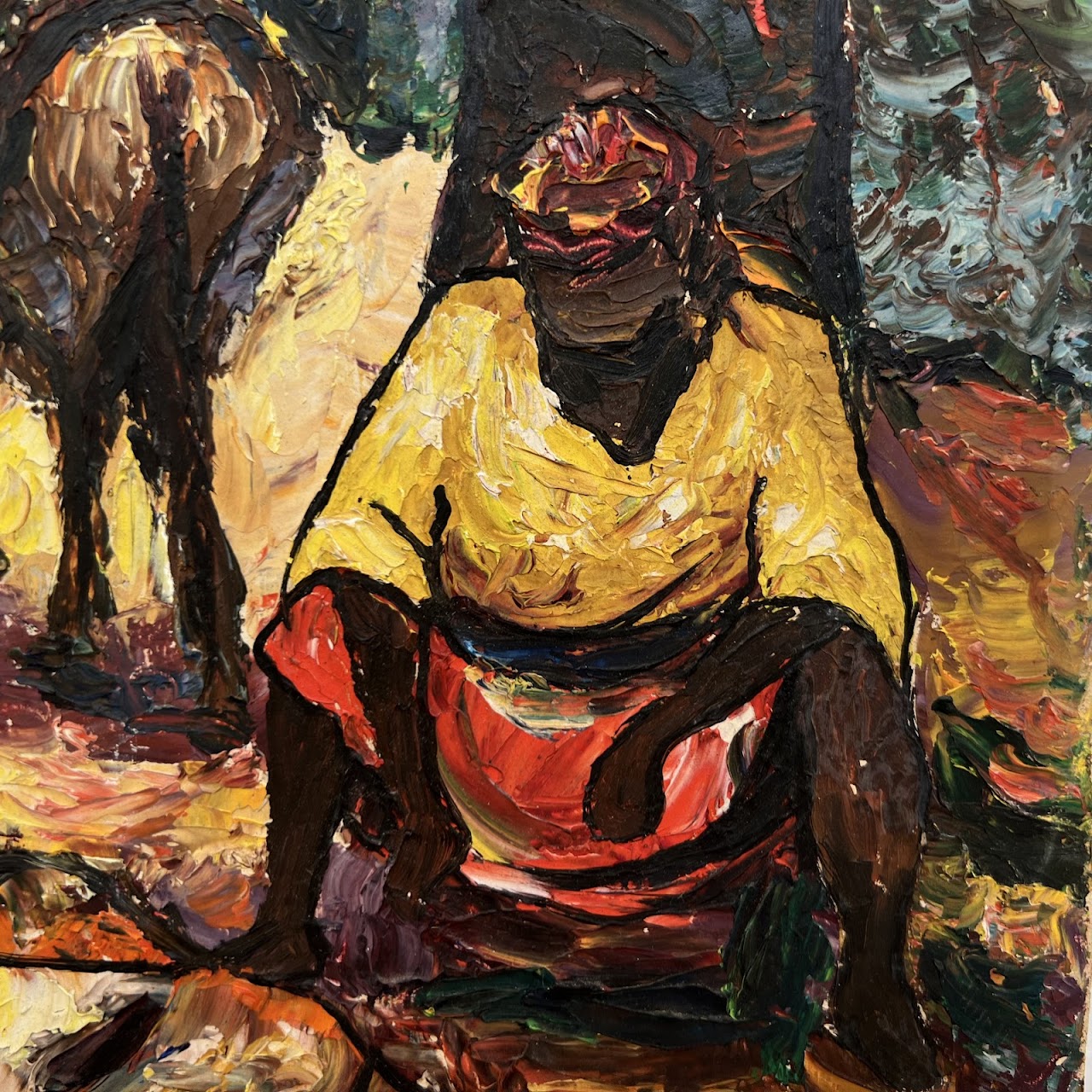 Ernst Louizar Haitian Village Scene Signed Oil Painting