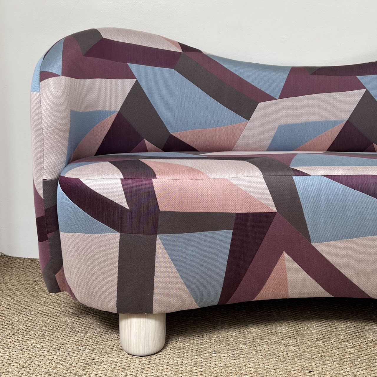 Contemporary Geometric Upholstered Curved Sofa