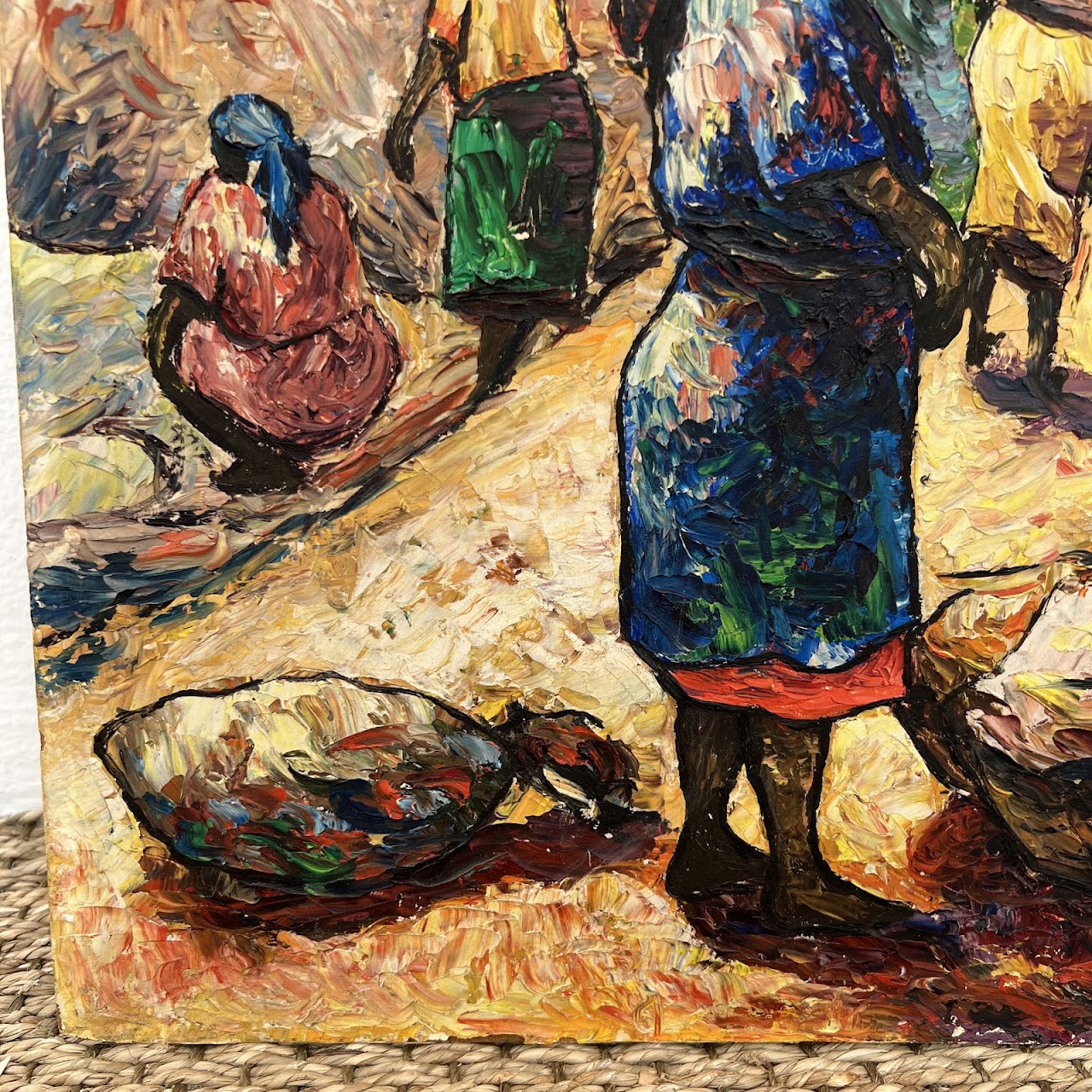 Ernst Louizar Haitian Village Scene Signed Oil Painting