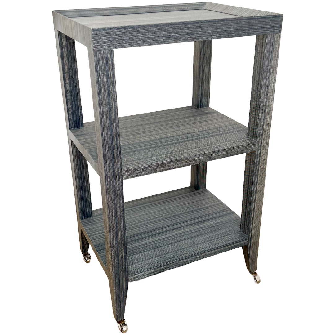 Villa & House Three-Tier Grasscloth Accent Table