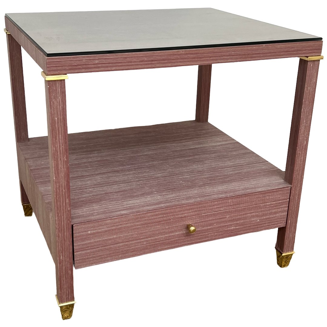 Villa & House Pascal One-Drawer Side Table in Raspberry Shimmer