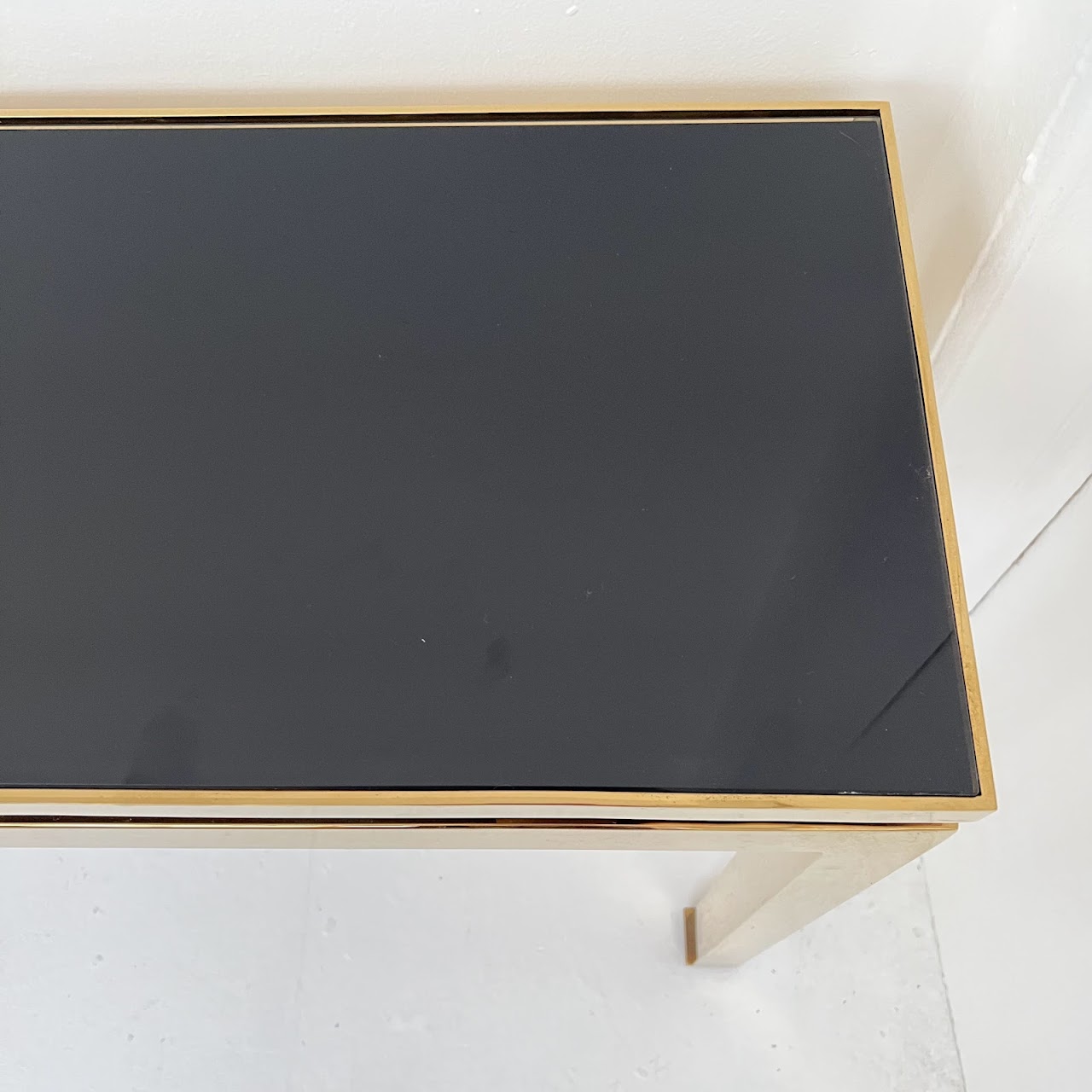 Brass and Black Glass Console Table