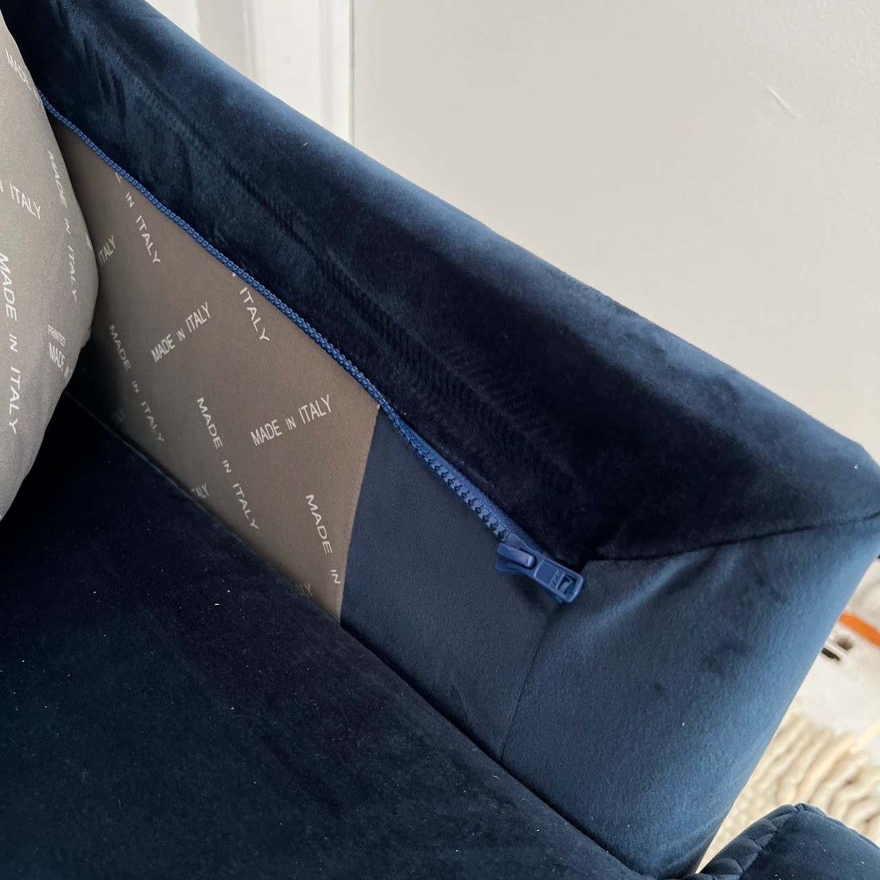 Giuseppe & Giuseppe + Nicoletti & Calia Italian Blue Velvet Sofa