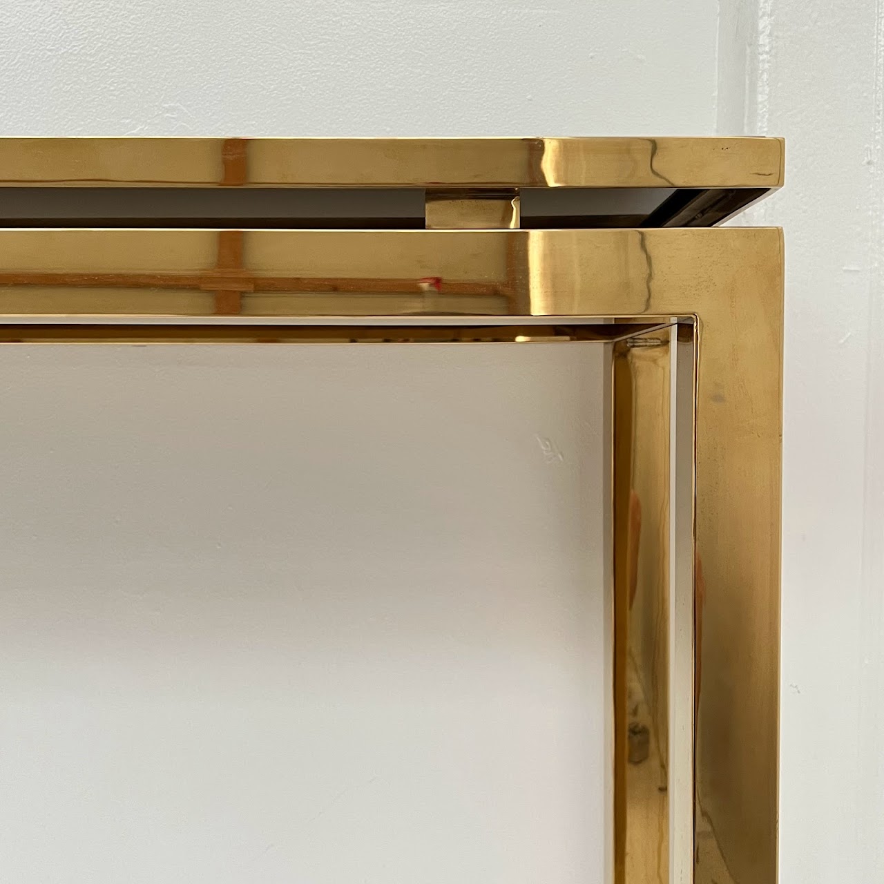 Brass and Black Glass Console Table