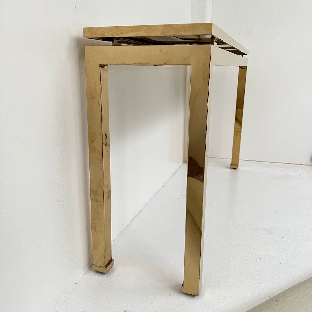 Brass and Black Glass Console Table