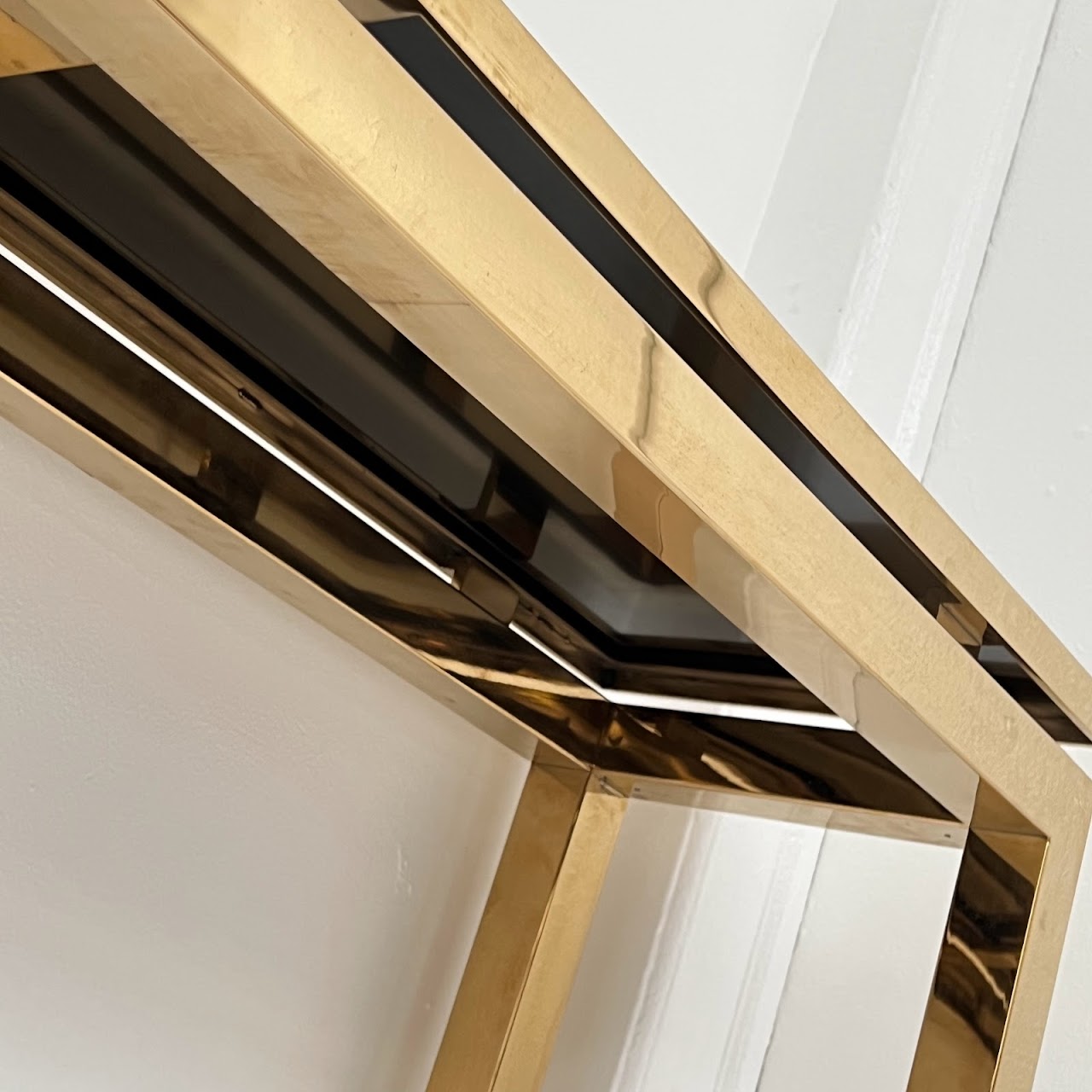 Brass and Black Glass Console Table