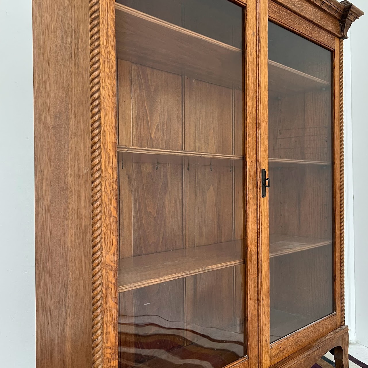 Antique Oak Glass Door Bookcase