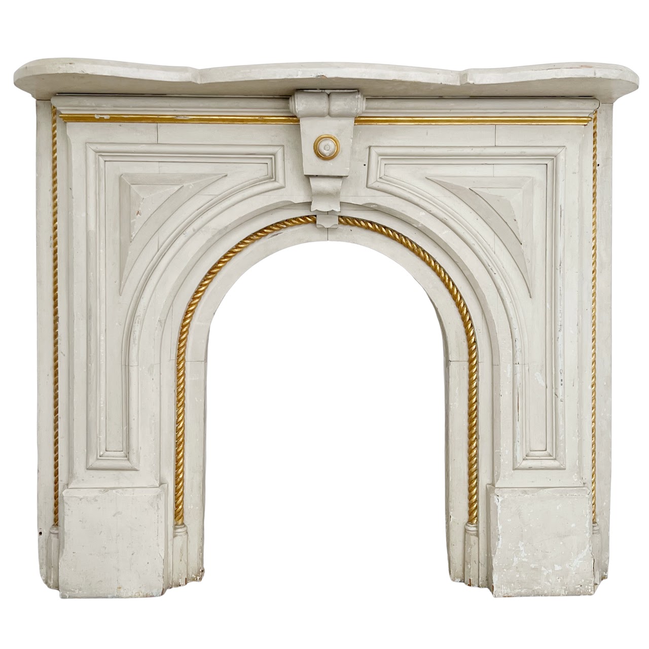 Italianate Parcel Gilt Architectural Salvage Wooden Mantel