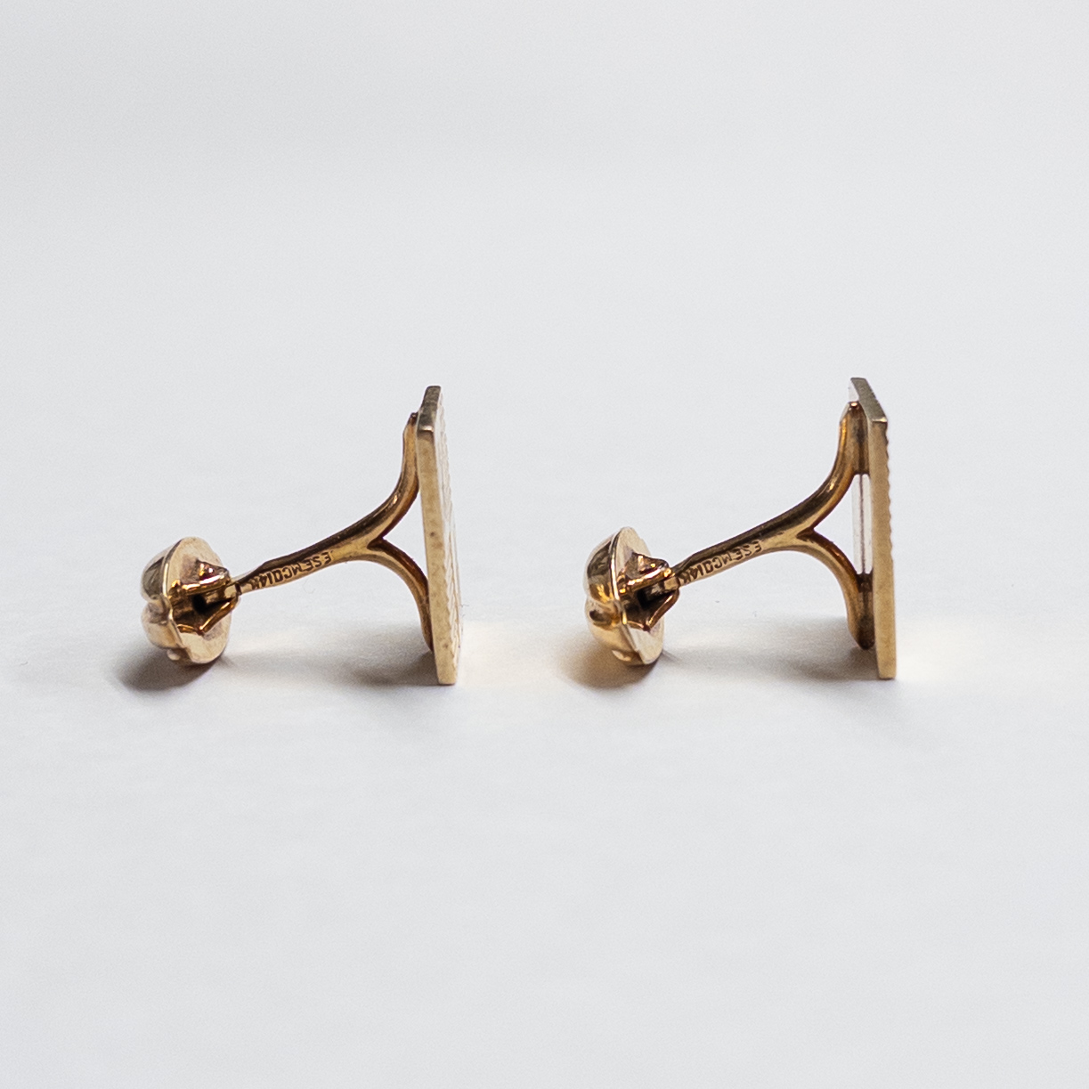 14K Gold Esemco H M Monogrammed Cufflinks