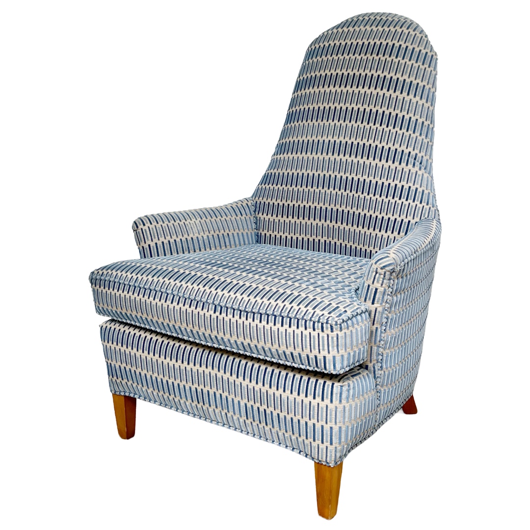 Velvet Jacquard High-Back Armchair