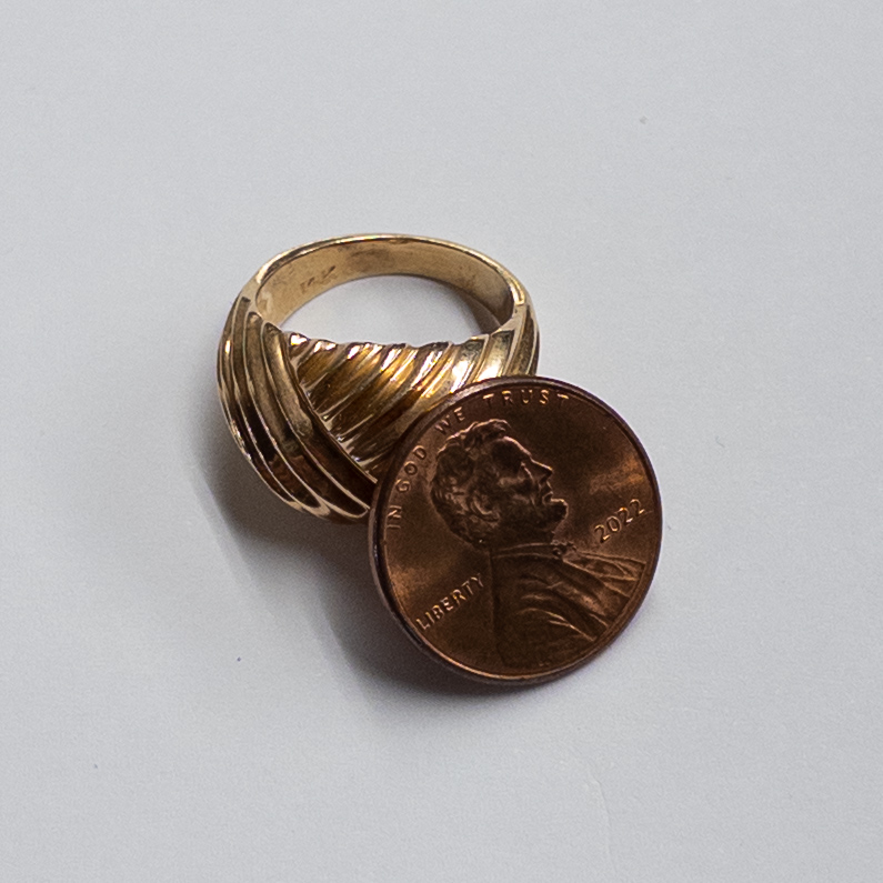 14K Gold Etched Ring