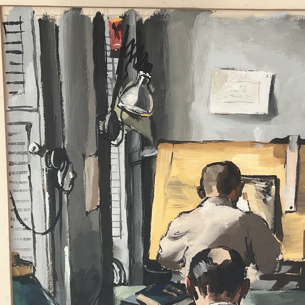 Mid-Century Modern Gouache Painting