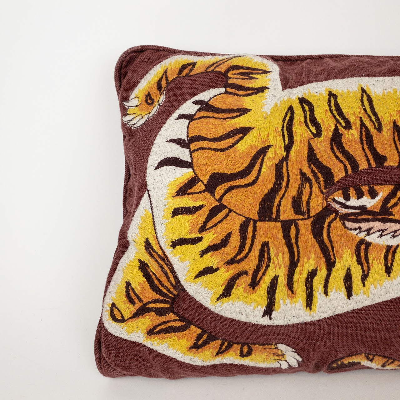 Williams Sonoma Home Dharma Tiger Embroidered Pillow