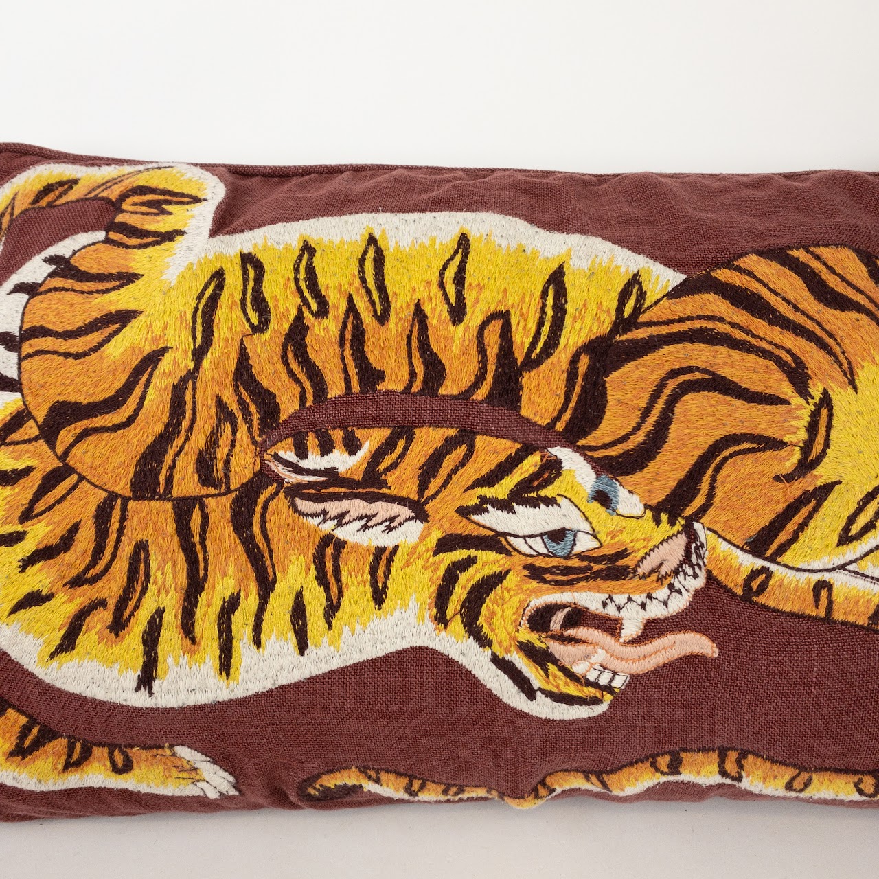 Williams Sonoma Home Dharma Tiger Embroidered Pillow