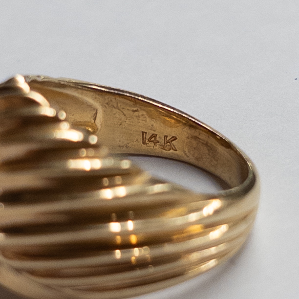 14K Gold Etched Ring