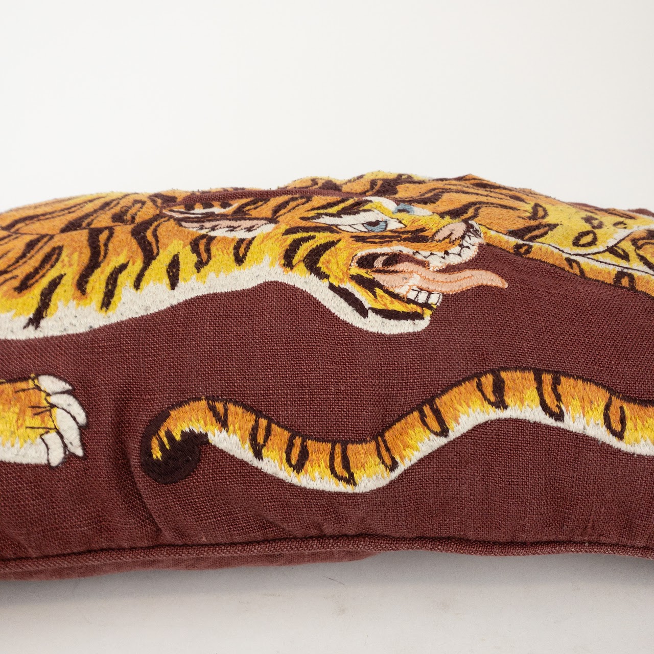 Williams Sonoma Home Dharma Tiger Embroidered Pillow