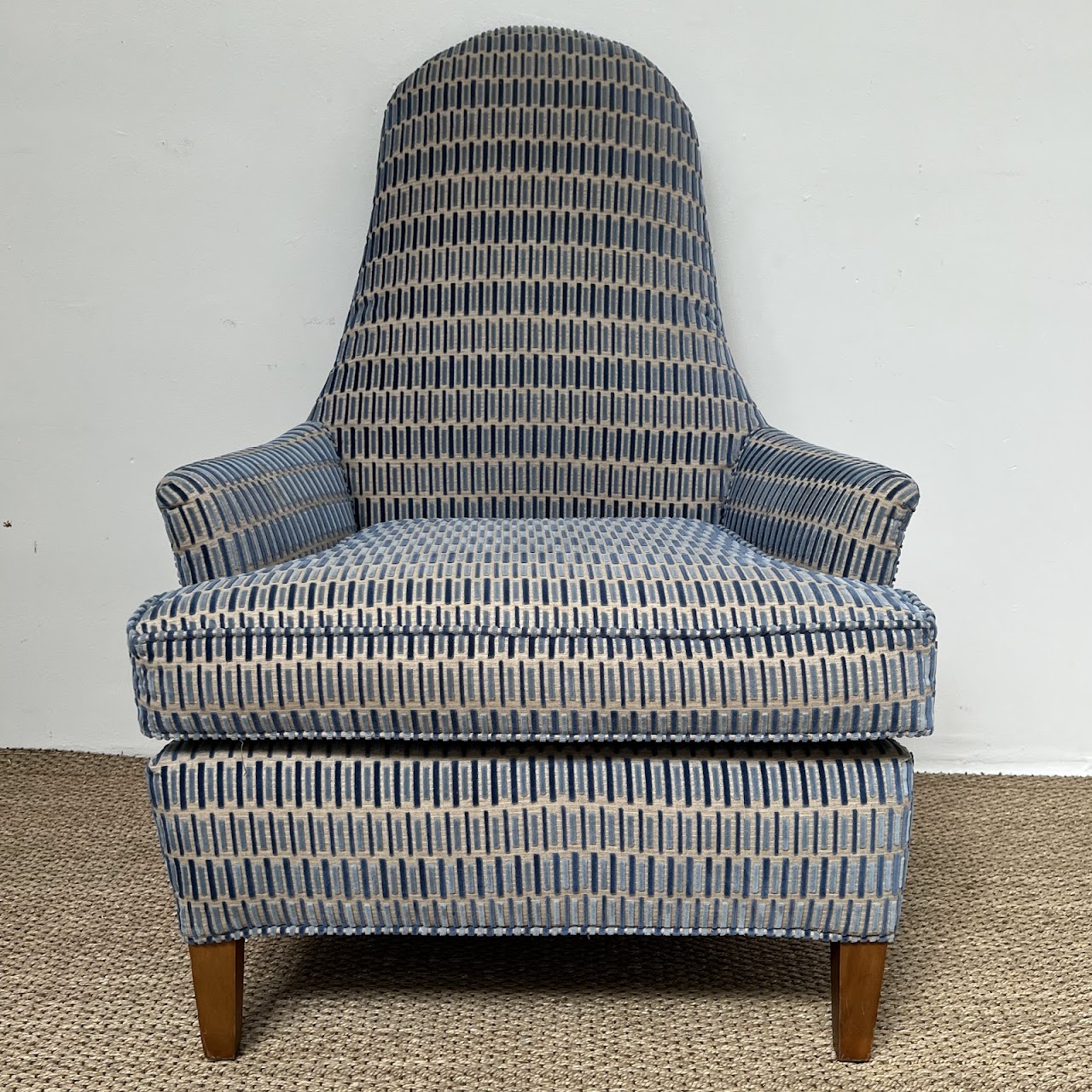 Velvet Jacquard High-Back Armchair