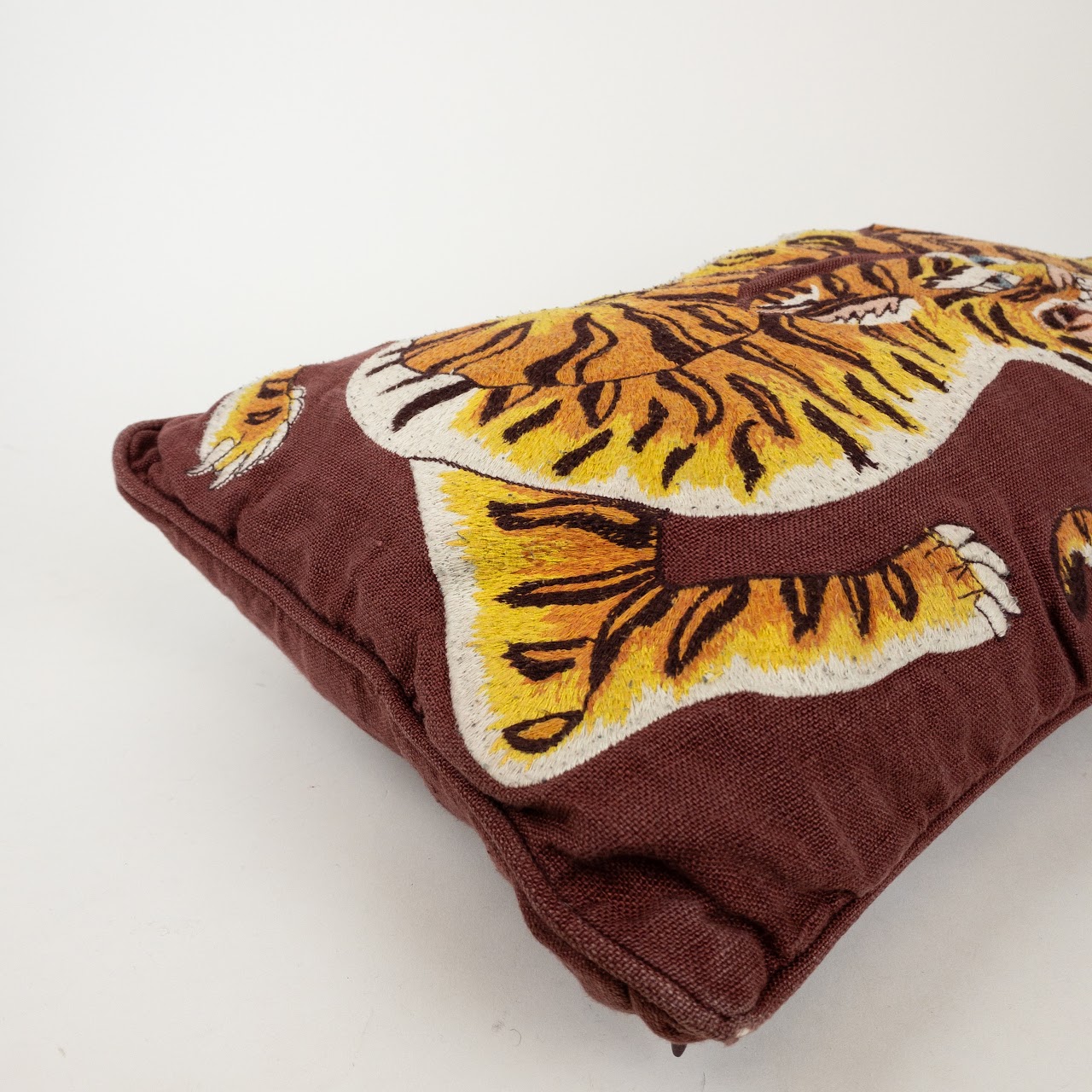 Williams Sonoma Home Dharma Tiger Embroidered Pillow