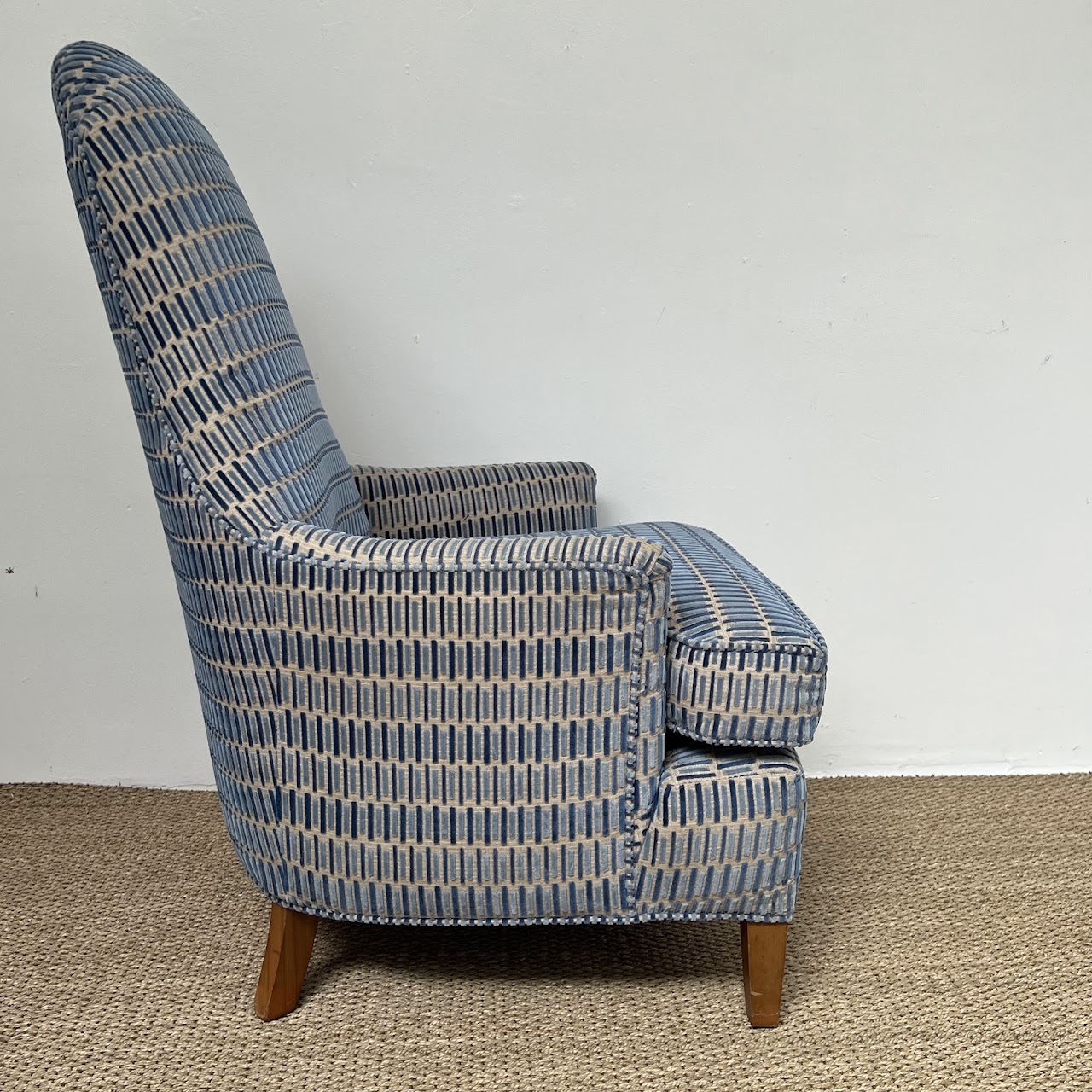 Velvet Jacquard High-Back Armchair