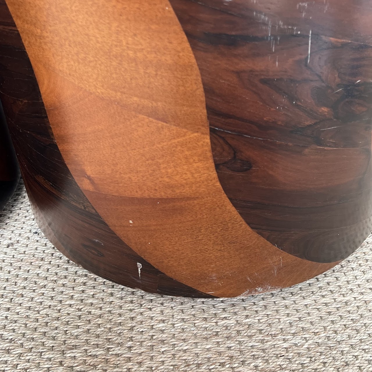 Rosewood and Teak Pinwheel Mid-Century Modern Drum Side Table Pair