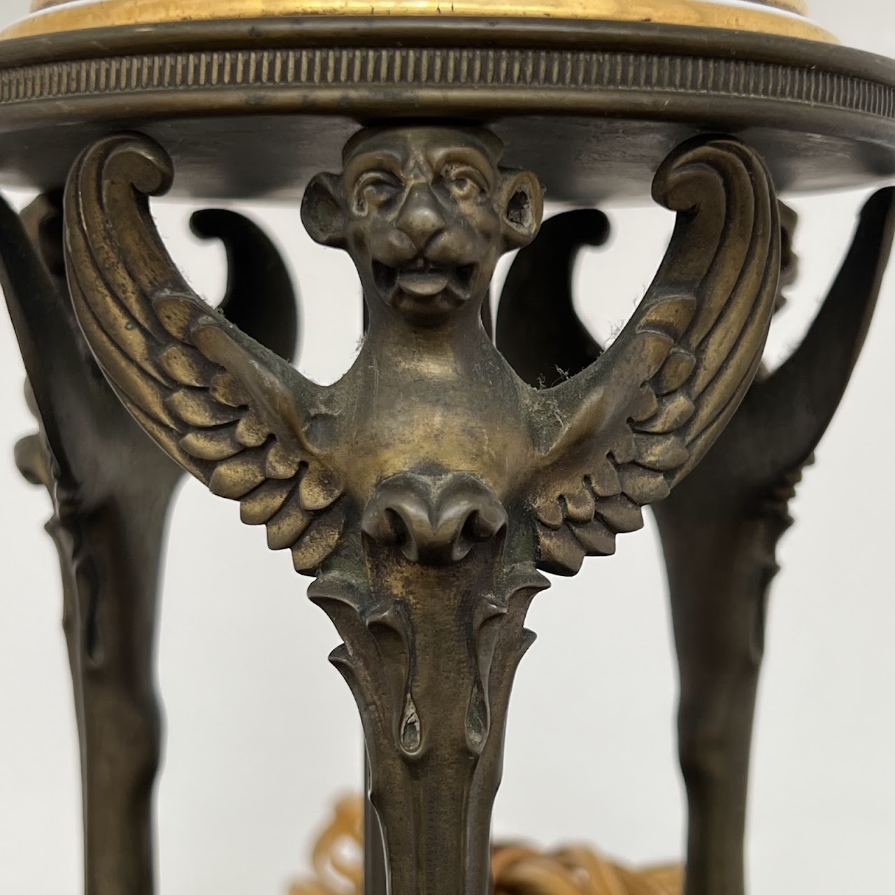 Neoclassical Porcelain and Brass Table Lamp