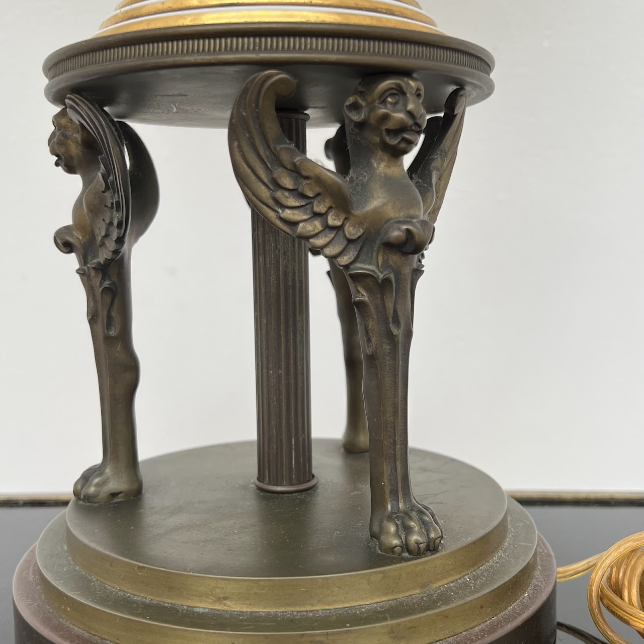 Neoclassical Porcelain and Brass Table Lamp