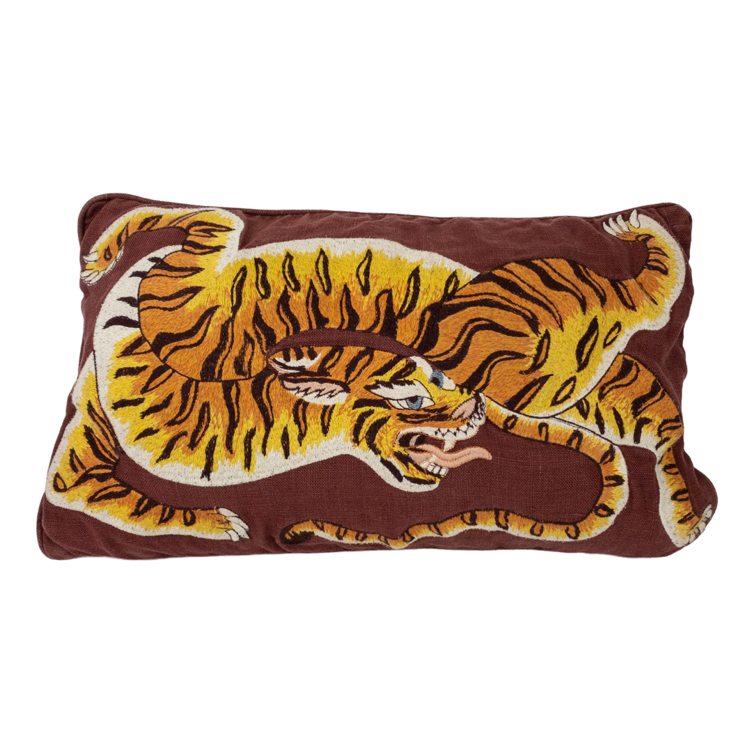 Williams Sonoma Home Dharma Tiger Embroidered Pillow